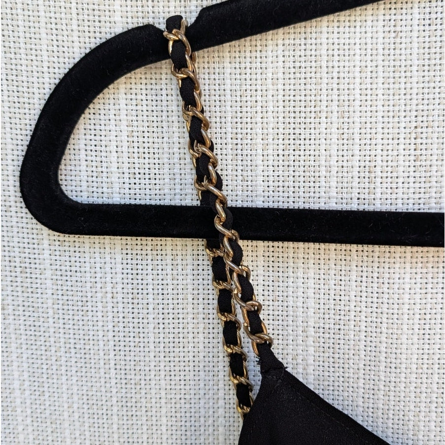 Anine Bing Chelsea Tank Top Womens L Black Crepe Gold Chain Straps Sleeveless