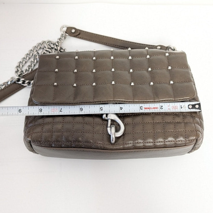 Rebecca Minkoff Edie Crystal Embellished Leather Quilted Crossbody Bag In Brown