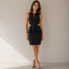 Jay Godfrey Black Cut Out Waist Sleeveless Ruffle Sheath Midi Dress, size 4