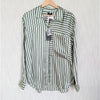 Rails Spencer Silk Blouse Shirt Womens L Green Striped Long Sleeve NWT