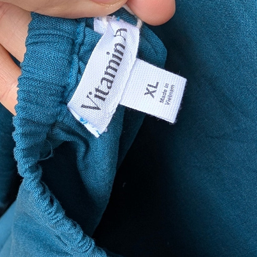 NWT Vitamin A Blue Linen Crepe Jade Mini Swim Cover Up Dress, size XL
