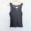 Anine Bing Eugene Tank Womens S Black Sleeveless Rib Jersey Semi-sheer