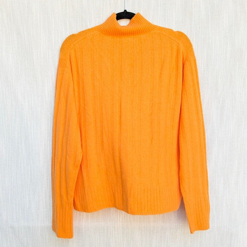 J.Crew Sweater Womens M Orange Ribbed Wool Alpaca Mockneck Supersoft Yarn BM209