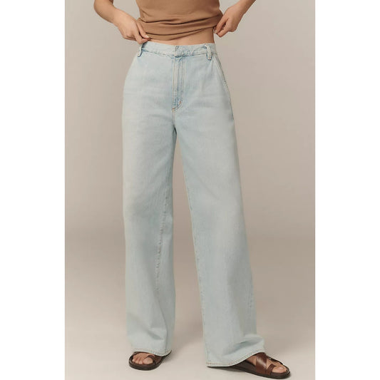 AGOLDE Shona High-Rise Wide-Leg Trouser Jeans Womens 24 Blue Denim Full Length
