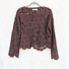 Mango MNG Crochet Long Sleeve Top Womens S Chocolate Brown Floral Cotton Knit