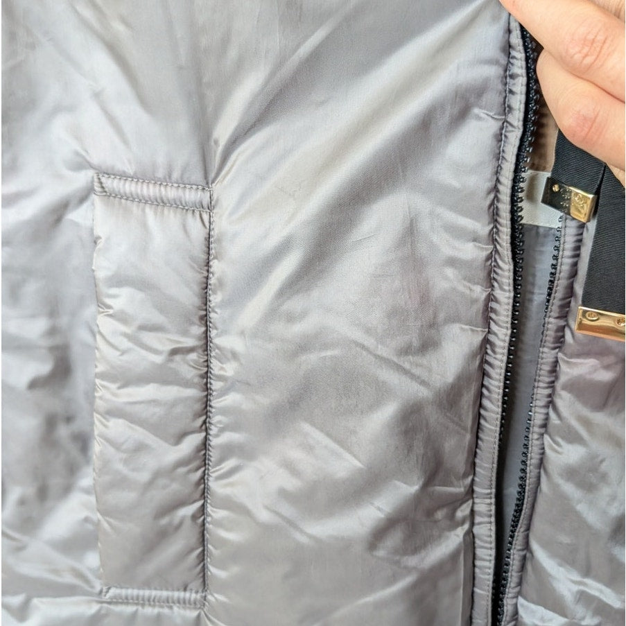 Max Mara The Cube Cameluxe Greengo Anthracite Puffer Hooded Vest Womens 10 Gray