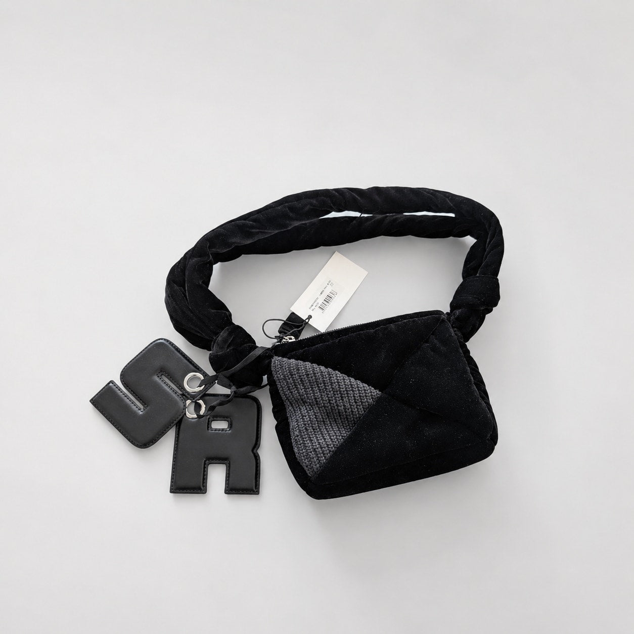 NWT Sonia Rykiel Black Camera Velvet Logo Mini Bag Adjustable Strap