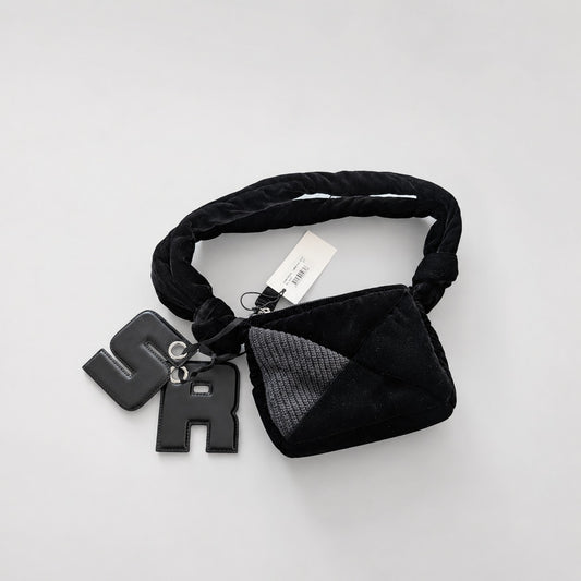 NWT Sonia Rykiel Black Camera Velvet Logo Mini Bag Adjustable Strap