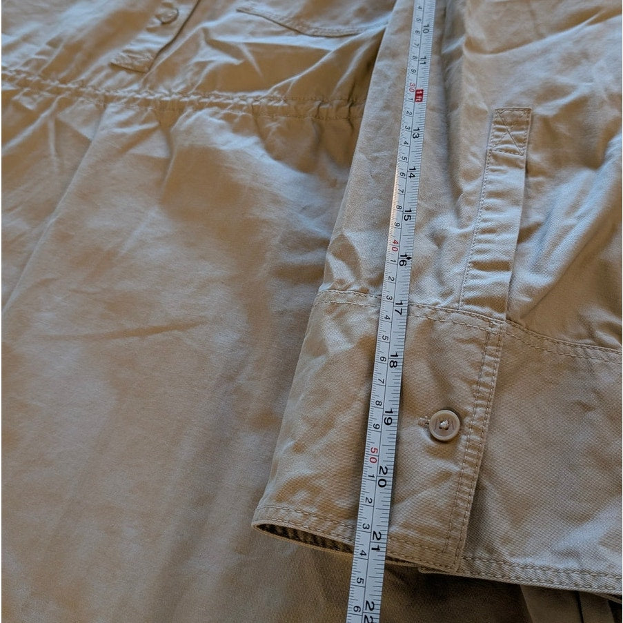 JW Anderson x Uniqlo Shirt Dress Womens S Beige Cotton Drawstring Waist Casual
