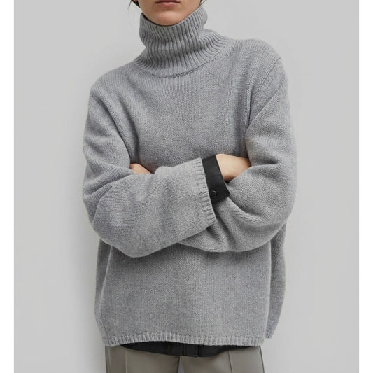 Totême Toteme Gray Cambridge 100% Merino Wool Turtleneck Sweater, size L