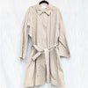 Vince Cotton Trench Coat Womens XL Beige Full Zip Self-Tie Belt Long