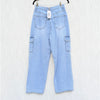 The Frankie Shop Kai Cargo Denim Pants Womens M Worn Wash High-rise Wide Leg NWT