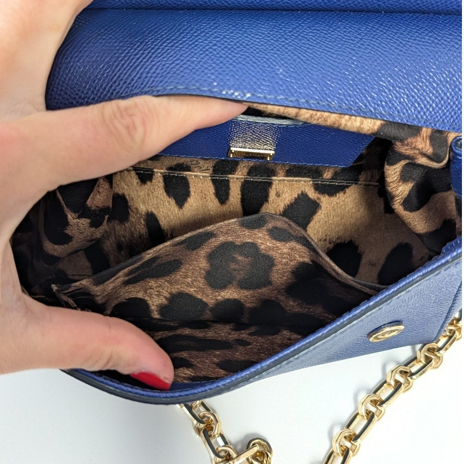 Dolce & Gabbana Leather Miss Sicily Top Handle Small Bag in Blue