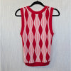 Eva Franco Mimma Harlequin Pink Red Striped Sleeveless Knit Top Size M
