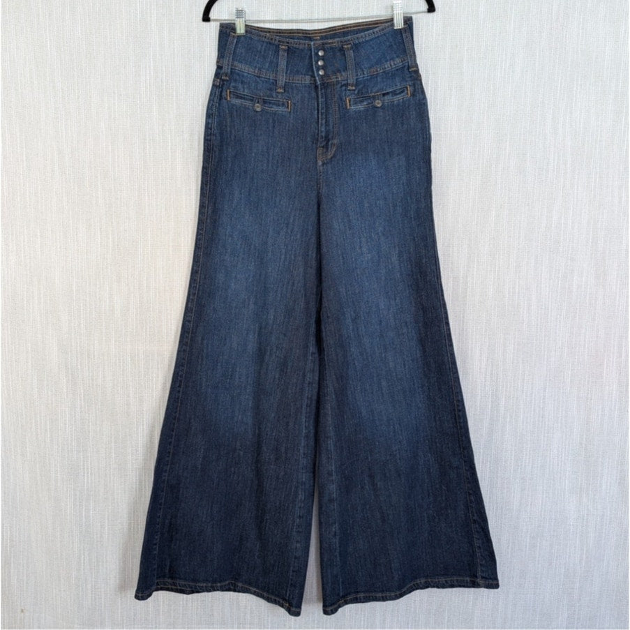 Pilcro High-Rise Wide-Leg Trouser Jeans Womens 27 Blue Denim NWOT