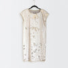 Alena Goretskaya Cream Sequin Short Sleeve Mini Dress, size 44/M