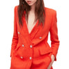 Zara Blazer Womens S Coral Tweed Gems Button Double-breasted Long Sleeve