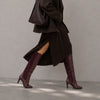 Aquatalia Wine Burgundy Leather Suede Knee-High Boots Womens 10 High Heel