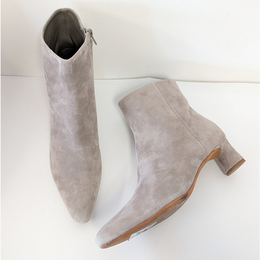 Vince Hilda Ankle Boots Womens 9.5M Gray Leather Suede Zip Bootie
