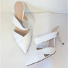 Paige Heeled Mules Womens 9.5 White D'orsay Style Pointed Toe High Heel