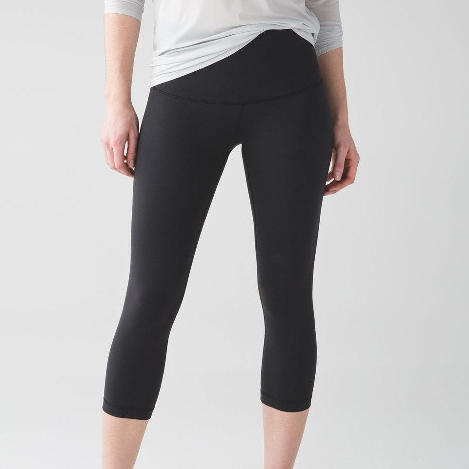 Lululemon Wunder Under Crop Pant Womens 8 Black High-rise Cropped Logo