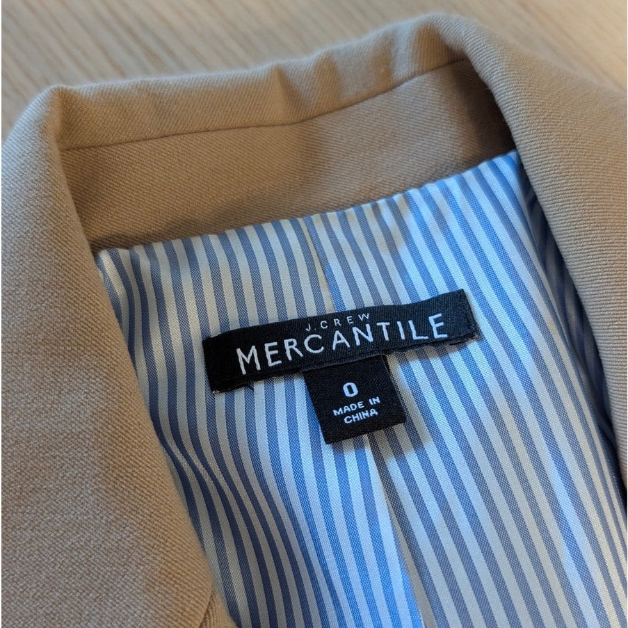 J.Crew Tan Mercantile Schoolboy Single-breasted Long Sleeve Blazer, size 0
