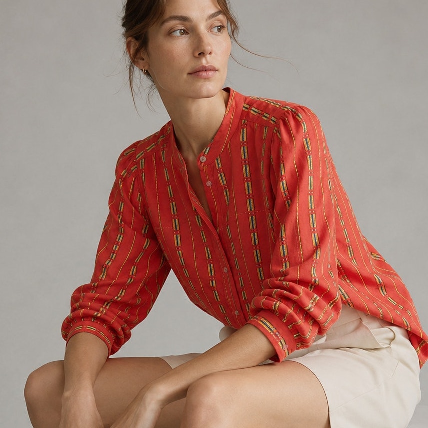 Anthropologie Pilcro The Bella Femme Buttondown Shirt Womens XL Embroidered