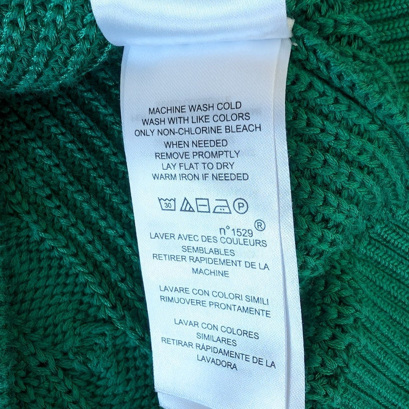 Lauren Ralph Lauren Green Cable Knit Cotton Long Sleeve Sweater, size S