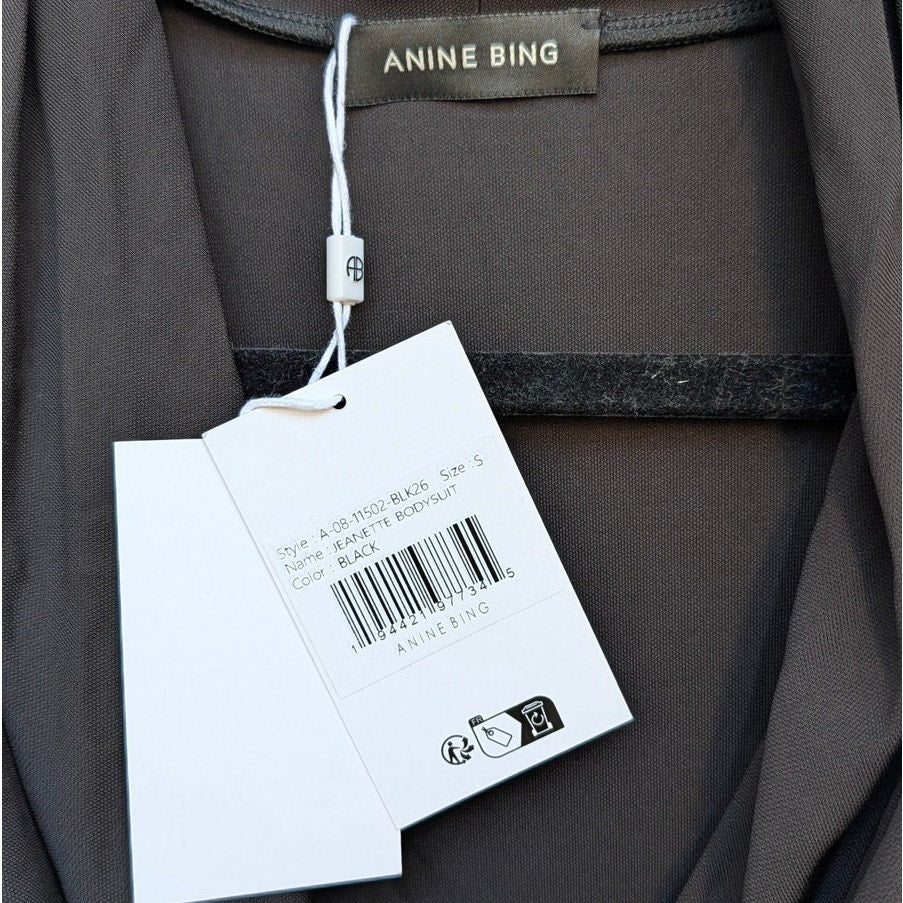 Anine Bing Jeanette Bodysuit Womens S Black NWT Black Jersey Cowl Neck Tank