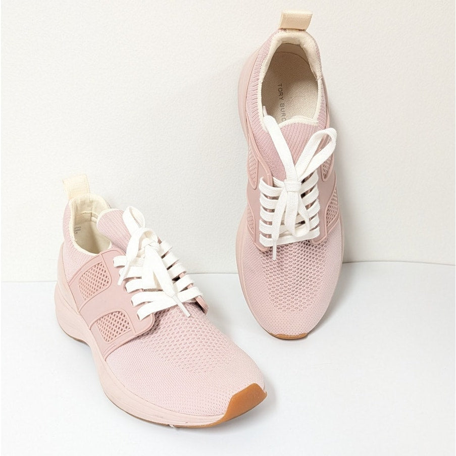 Tory Burch T Sock Runner Sneaker Womens 9.5M Pink Lace-up Low Top Trainers