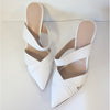 Paige Heeled Mules Womens 9.5 White D'orsay Style Pointed Toe High Heel