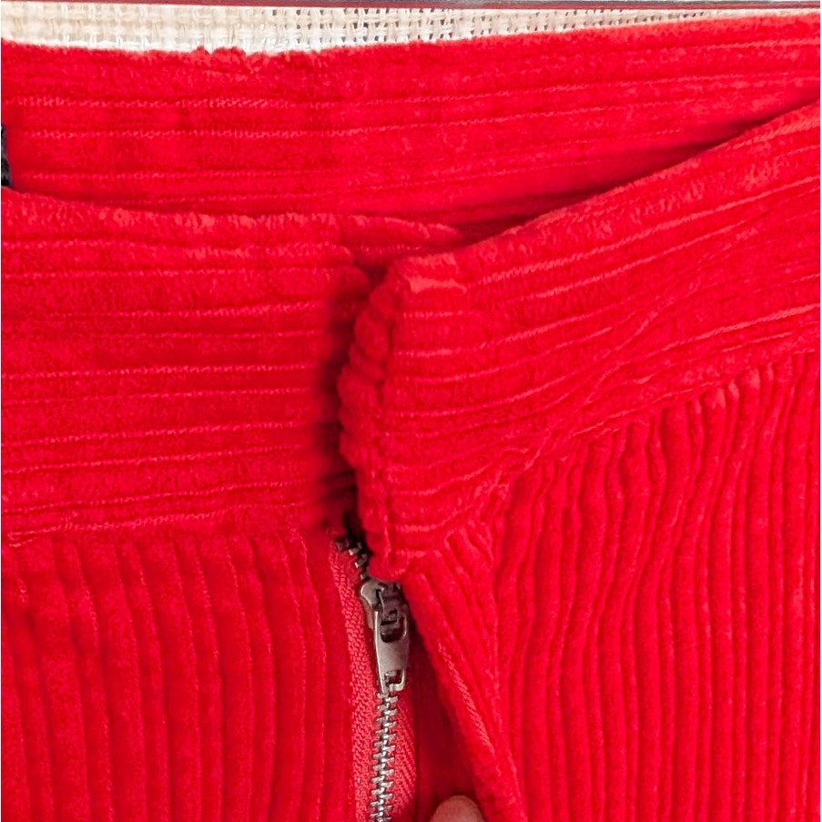 Zara 1255/507/600 Cord Pants Womens S Red High-rise Straight Full Length NWOT