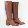 Valentino Garavani VLOGO Leather Knee High Heeled Boots Womens EU40/US 10B Brown