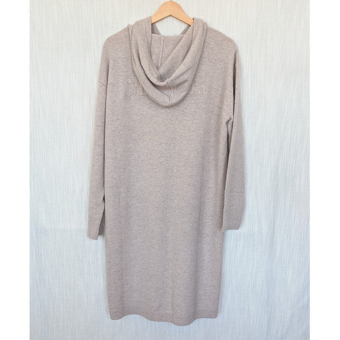 Max Mara Jack Wool Cashmere Dress Womens Beige Long Sleeve Hooded Midi