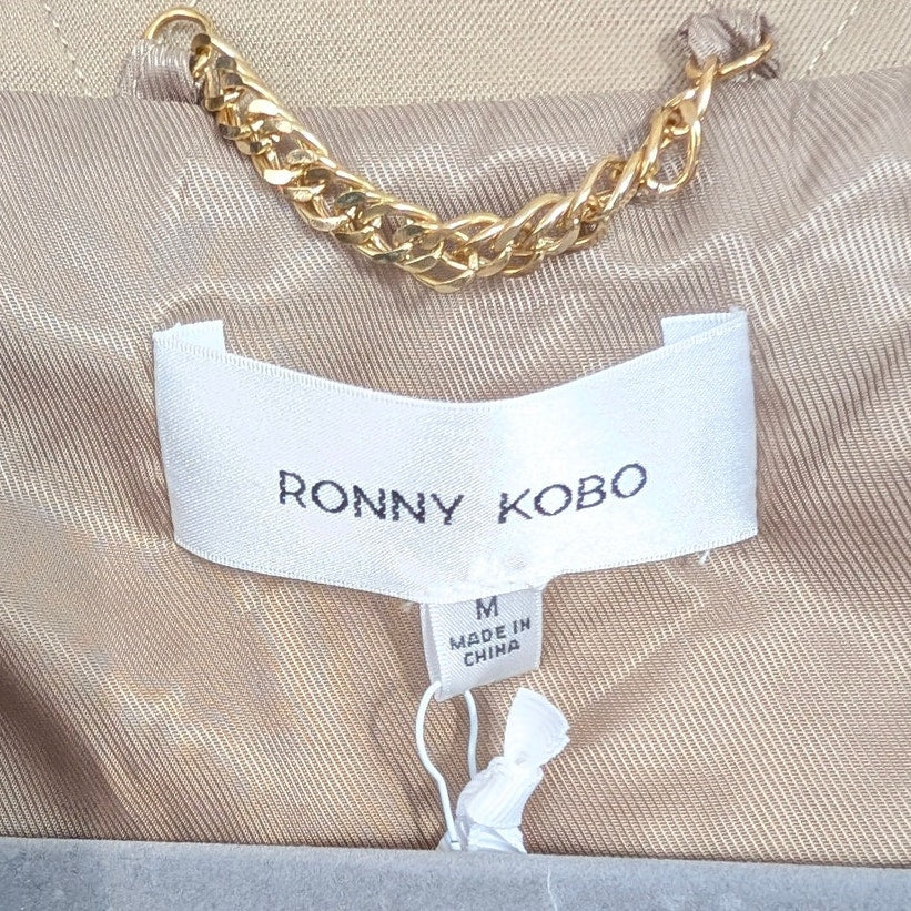 Ronny Kobo Costura Dress Womens M Stretch-Cotton Long Sleeve Belted Mini NWT