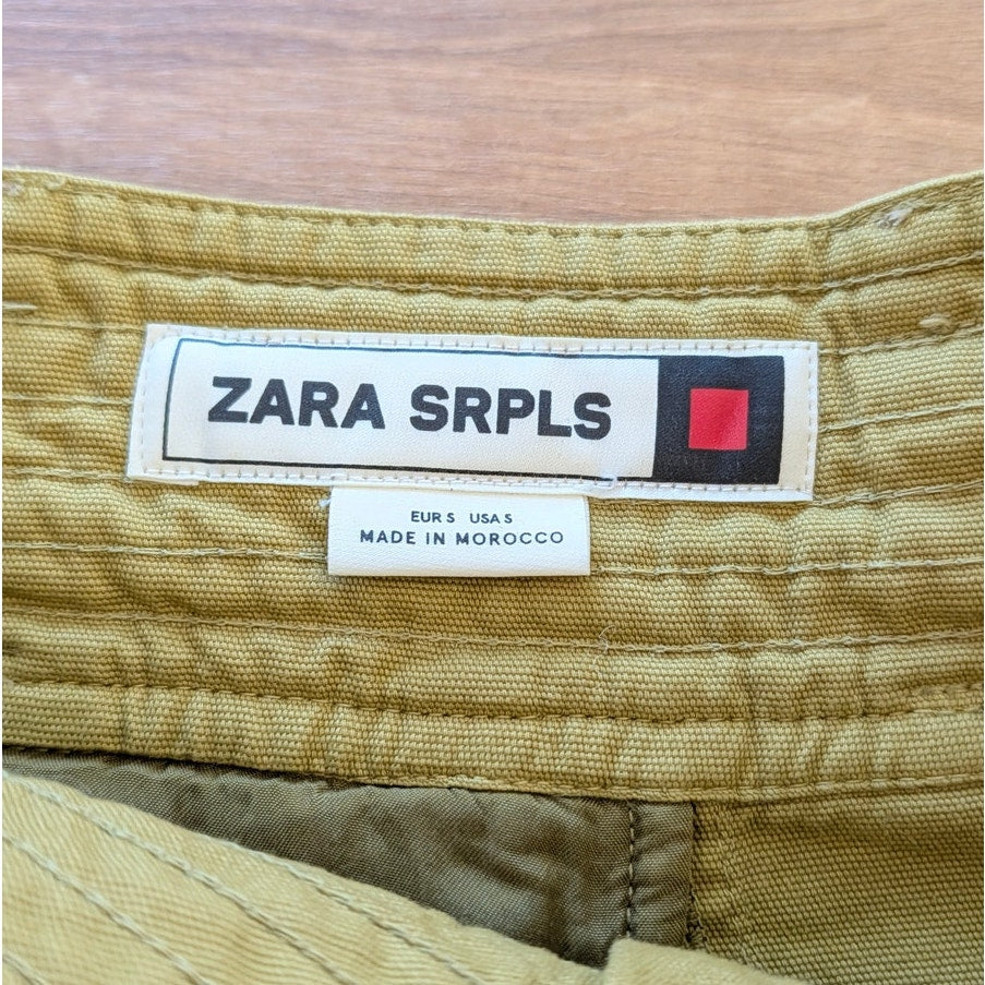 Zara SKRT CMBND 12 Contrast Skirt Womens S 3171/245 Denim A-line Midi Belted