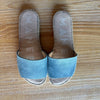 Manebi Sandals Womens EU 37/US 6 Blue Suede Flat Open Toe Espadrille Slides