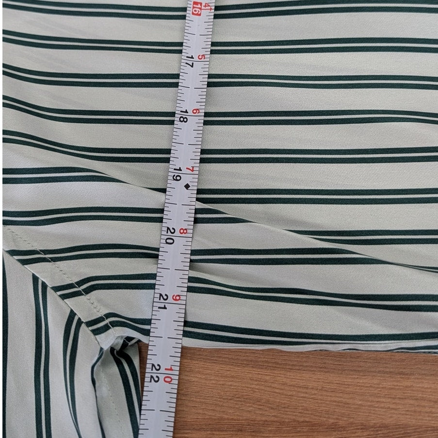 Rails Spencer Silk Blouse Shirt Womens L Green Striped Long Sleeve NWT