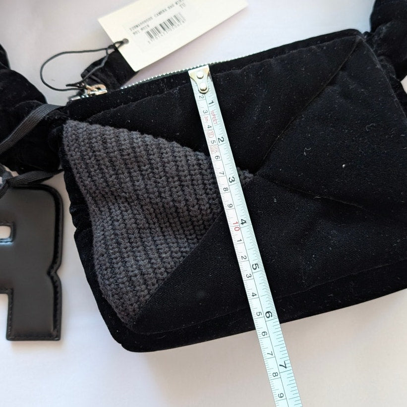 NWT Sonia Rykiel Black Camera Velvet Logo Mini Bag Adjustable Strap
