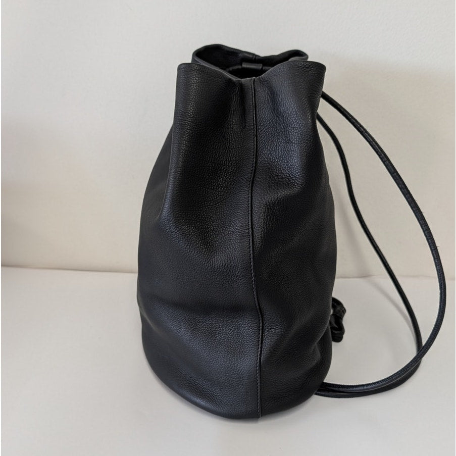 The Row Joe Black Leather Backpack Bucket Bag Shoulder Straps Made in Italy