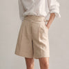 Loro Piana Linen Bermuda Shorts Womens 40/US4 Beige High Waist Wide Leg