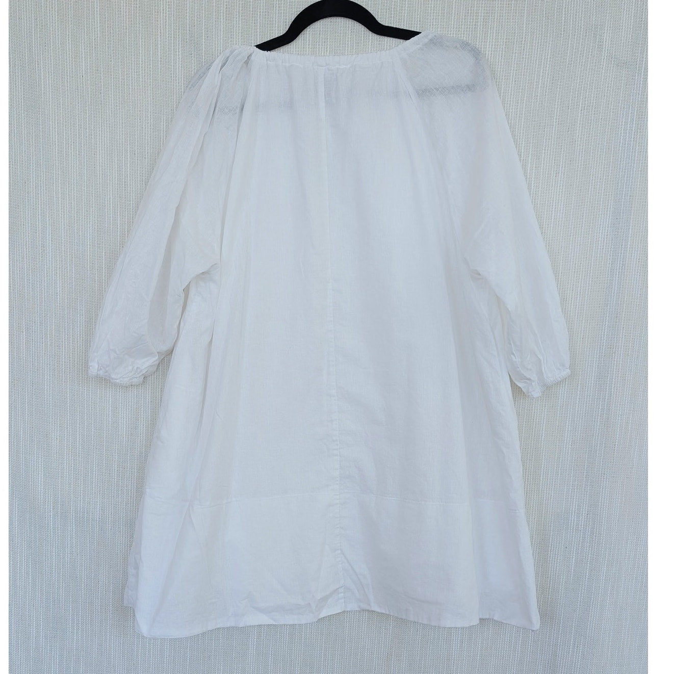 Dissh Nadia White Linen Smock Dress Womens 6 Long Sleeve Tunic Shirt Mini