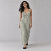 Ancora Azara Linen Midi/Maxi Dress Womens L Green Sleeveless Bust Details