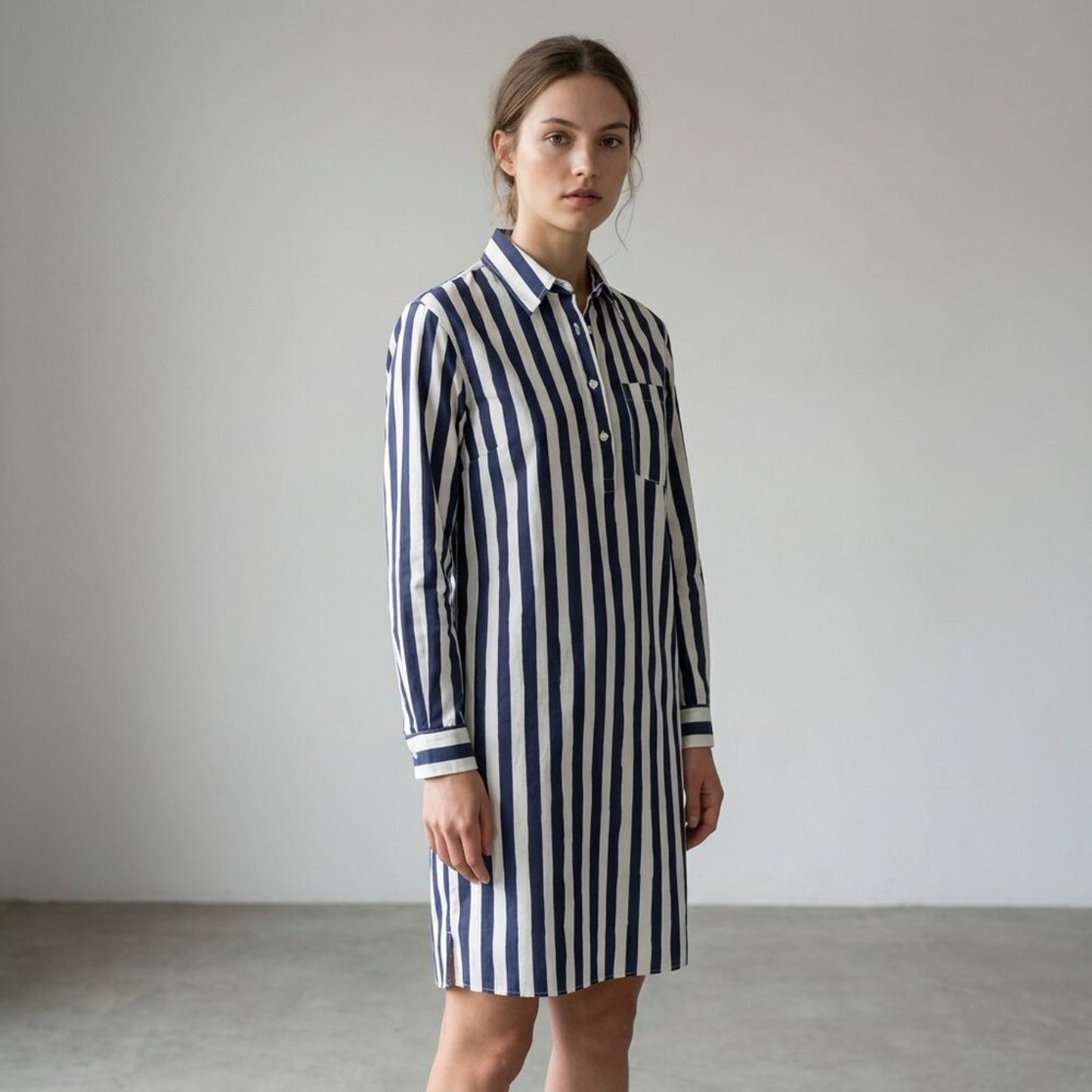 NWT APC Rue Madame Plaja Dress Striped White/Navy Shirt Dress Robe, size 36