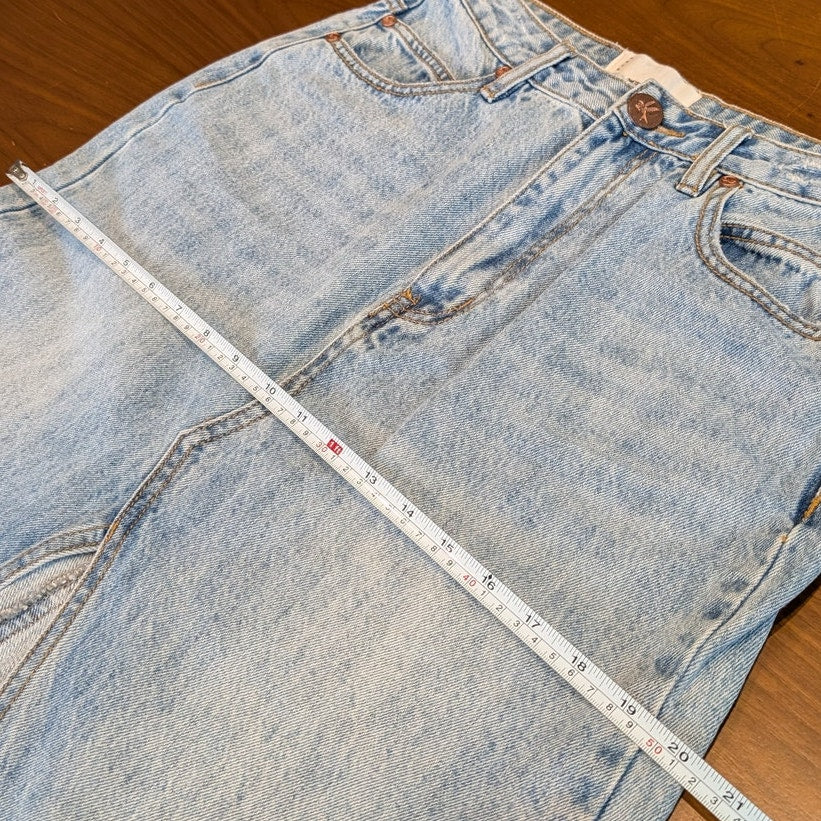 Free People One Teaspoon Rocko Denim A-line Midi Skirt Ocean, size 27