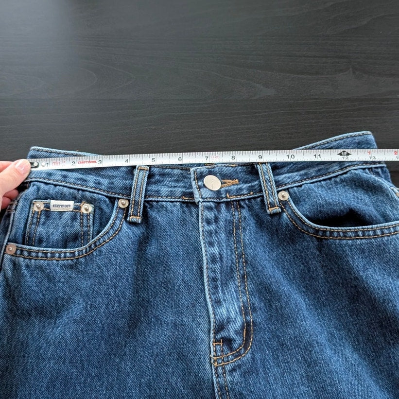 Evermore Jeans Womens S Blue Denim High-rise Wide Leg Straight