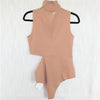 Wolford Warm Up Cutout Bodysuit Womens M Almond Tan Sleeveless One-Piece NWT