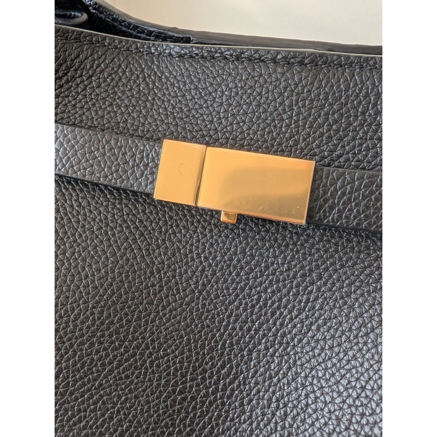 DeMellier Black Leather Satchel Tote with Gold Hardware