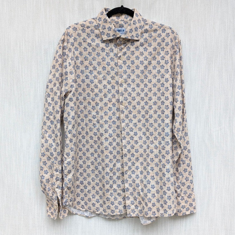 J. Lawrence Khakis Shirt Mens IT44/17.5 Button Up Geometric Long Sleeve Italy