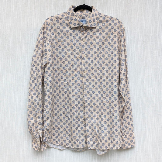 J. Lawrence Khakis Shirt Mens IT44/17.5 Button Up Geometric Long Sleeve Italy